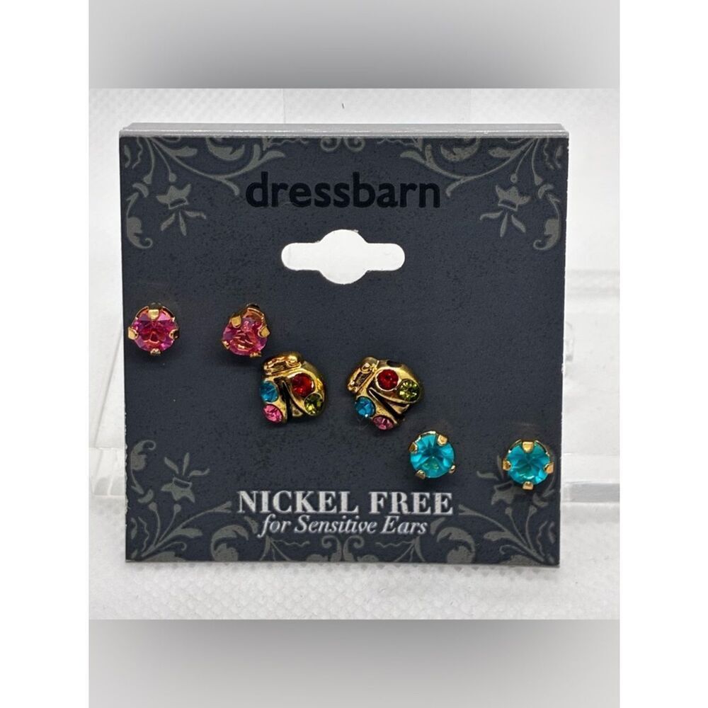 3For$20 Dressbarn Multicolor Crystal Stud Earring Set
